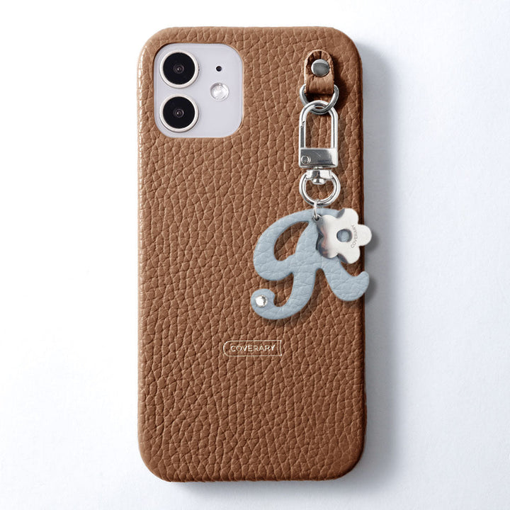 Genuine leather 32 colors Italian shrink leather mini initial charm back case Google Pixel series