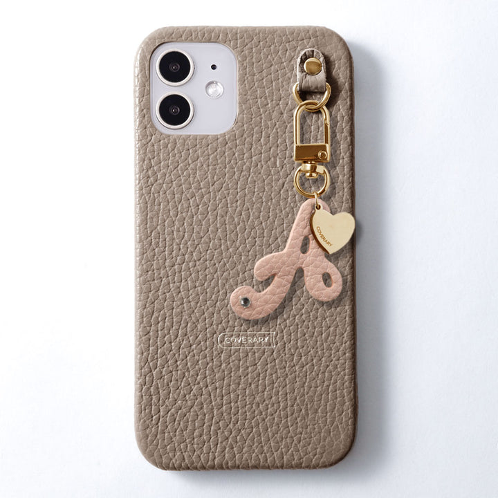 本革 32色 イタリアンシュリンクレザー  miniイニシャルチャーム 背面ケース