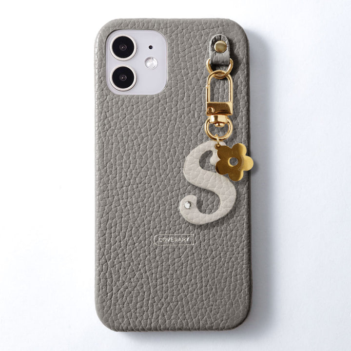 本革 32色 イタリアンシュリンクレザー  miniイニシャルチャーム 背面ケース