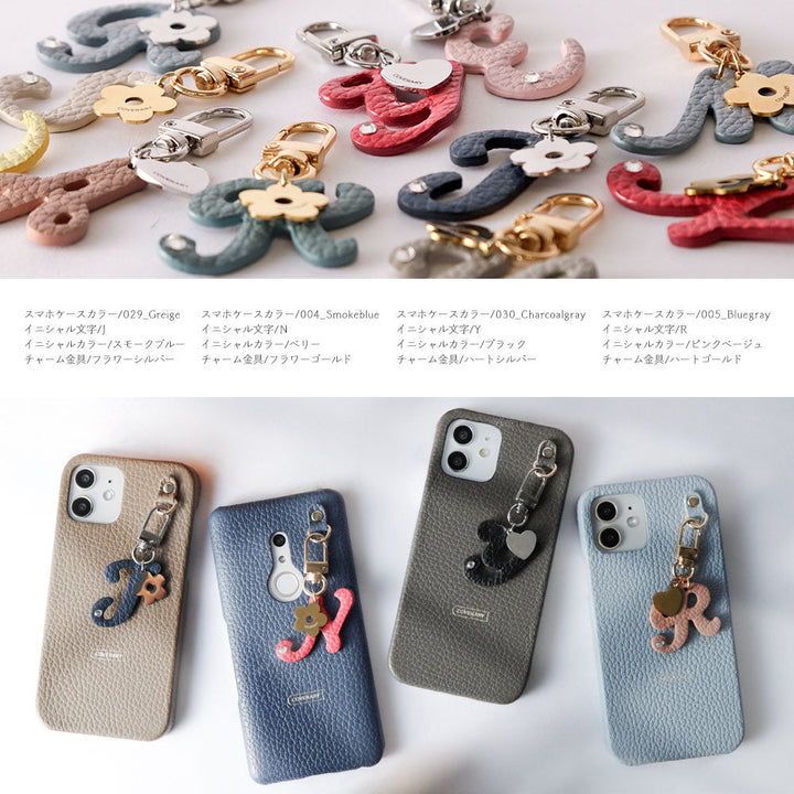 Genuine leather 32 colors Italian shrink leather mini initial charm back case Google Pixel series