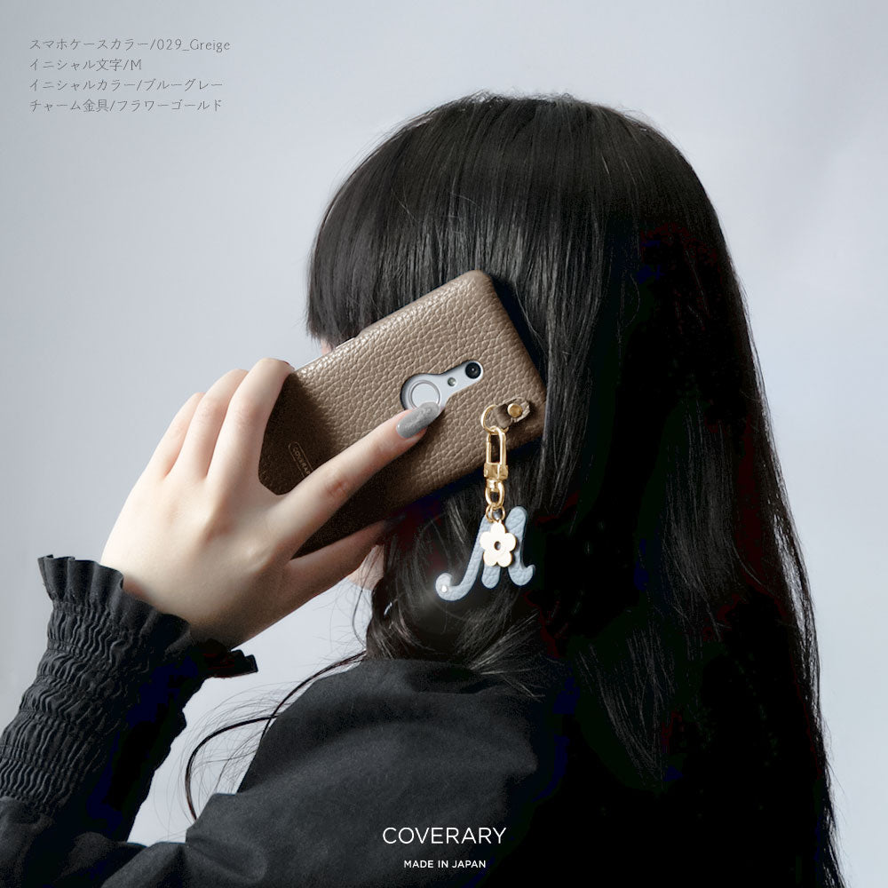 本革 32色 イタリアンシュリンクレザー  miniイニシャルチャーム 背面ケース Galaxyシリーズ