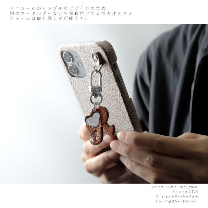 Genuine leather 32 colors Italian shrink leather mini initial charm back case Google Pixel series