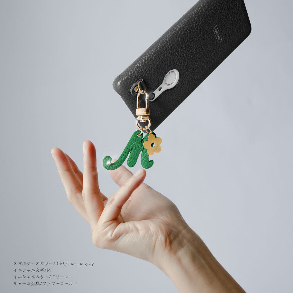 本革 32色 イタリアンシュリンクレザー  miniイニシャルチャーム 背面ケース Xperiaシリーズ