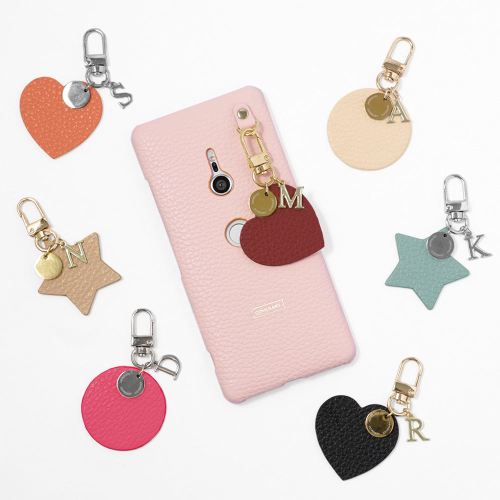 アクセサリー 本革 32色 イタリアンシュリンクレザー モチーフイニシャルチャーム