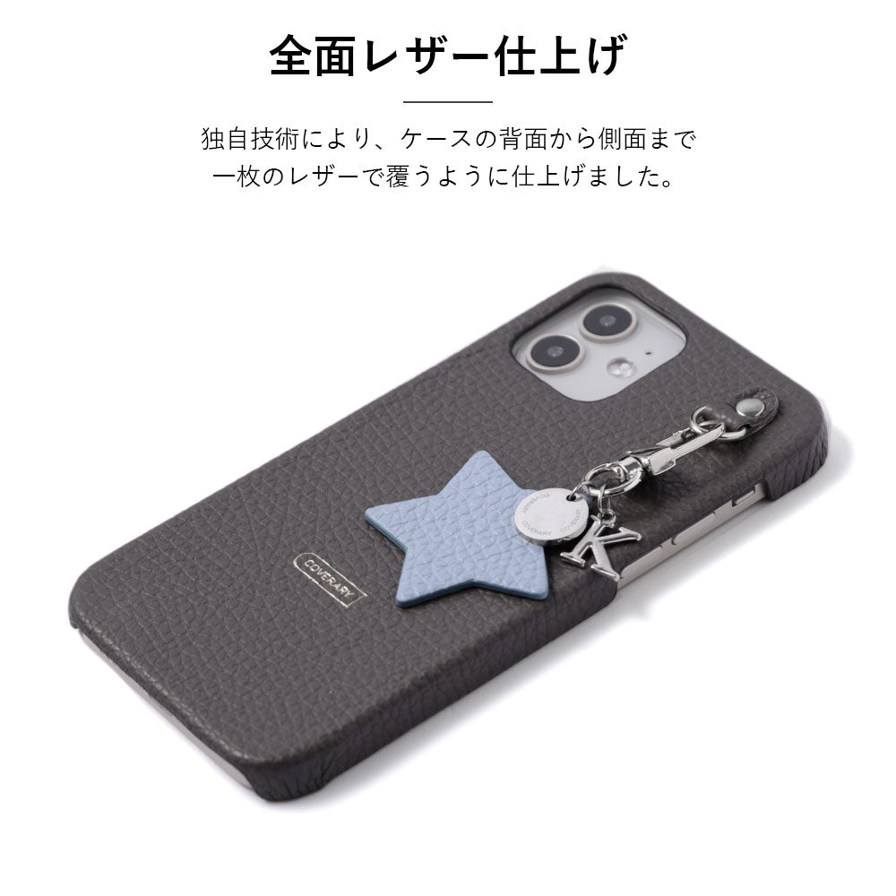 本革 32色 イタリアンシュリンクレザー モチーフイニシャルチャーム 背面ケース Xperiaシリーズ