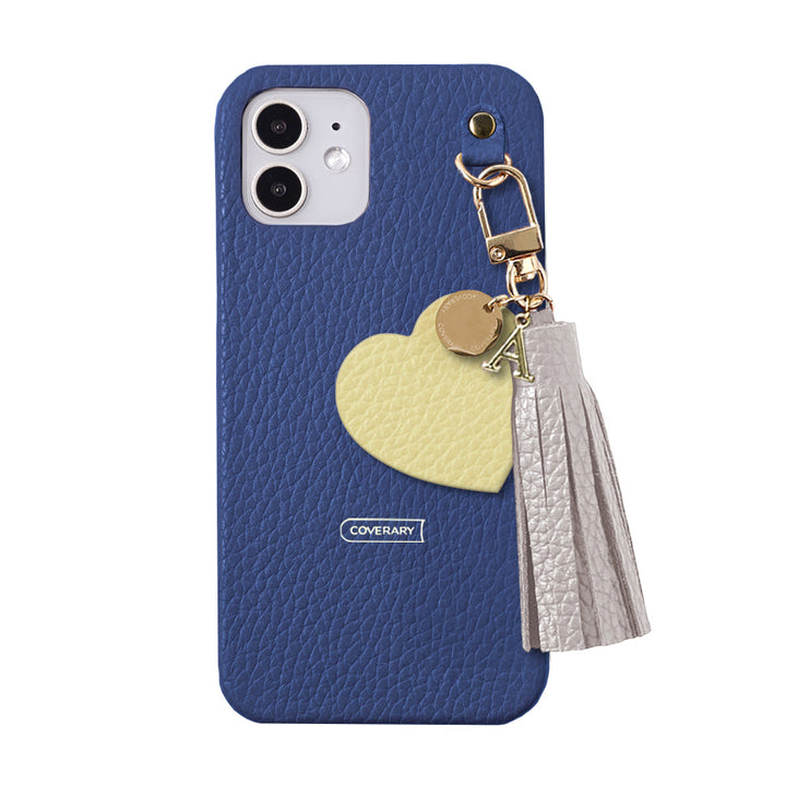 本革 32色 イタリアンシュリンクレザー タッセル付きモチーフイニシャルチャーム 背面ケース Xperiaシリーズ