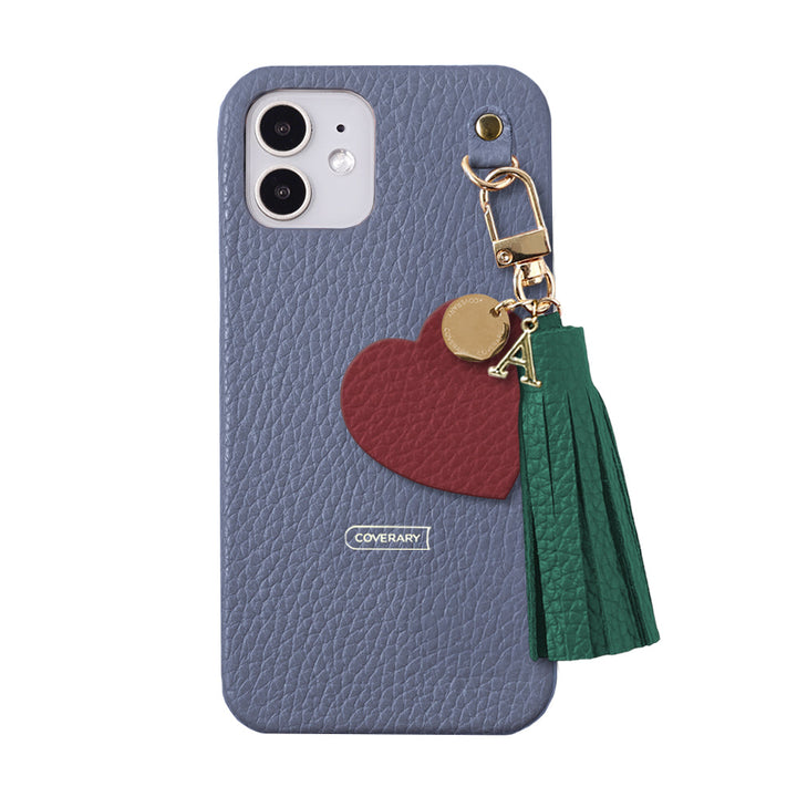 本革 32色 イタリアンシュリンクレザー タッセル付きモチーフイニシャルチャーム 背面ケース Xperiaシリーズ