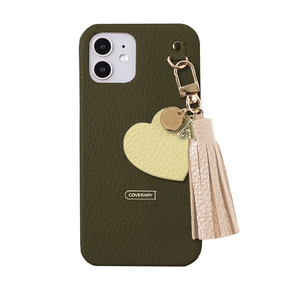 本革 32色 イタリアンシュリンクレザー タッセル付きモチーフイニシャルチャーム 背面ケース Xperiaシリーズ