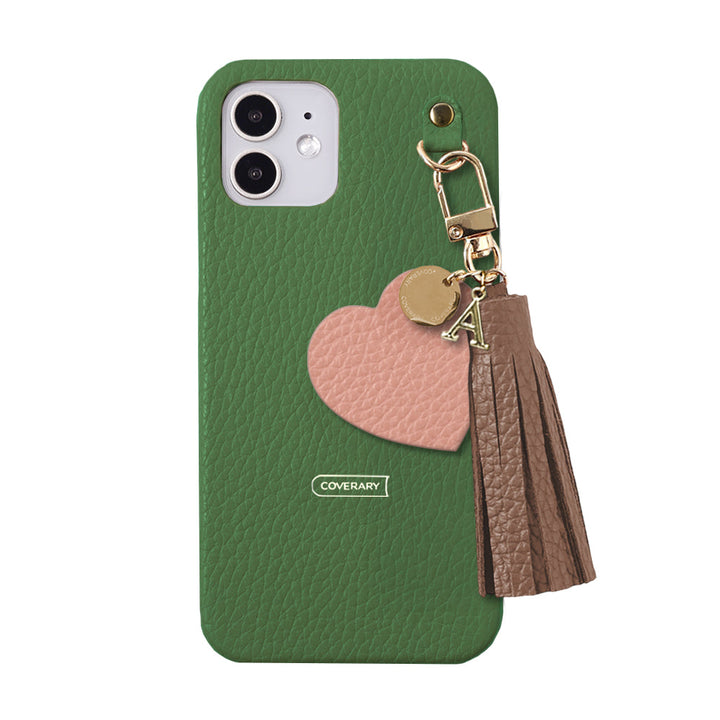 本革 32色 イタリアンシュリンクレザー タッセル付きモチーフイニシャルチャーム 背面ケース Xperiaシリーズ