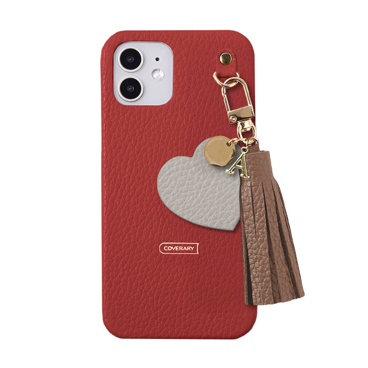 本革 32色 イタリアンシュリンクレザー タッセル付きモチーフイニシャルチャーム 背面ケース Xperiaシリーズ