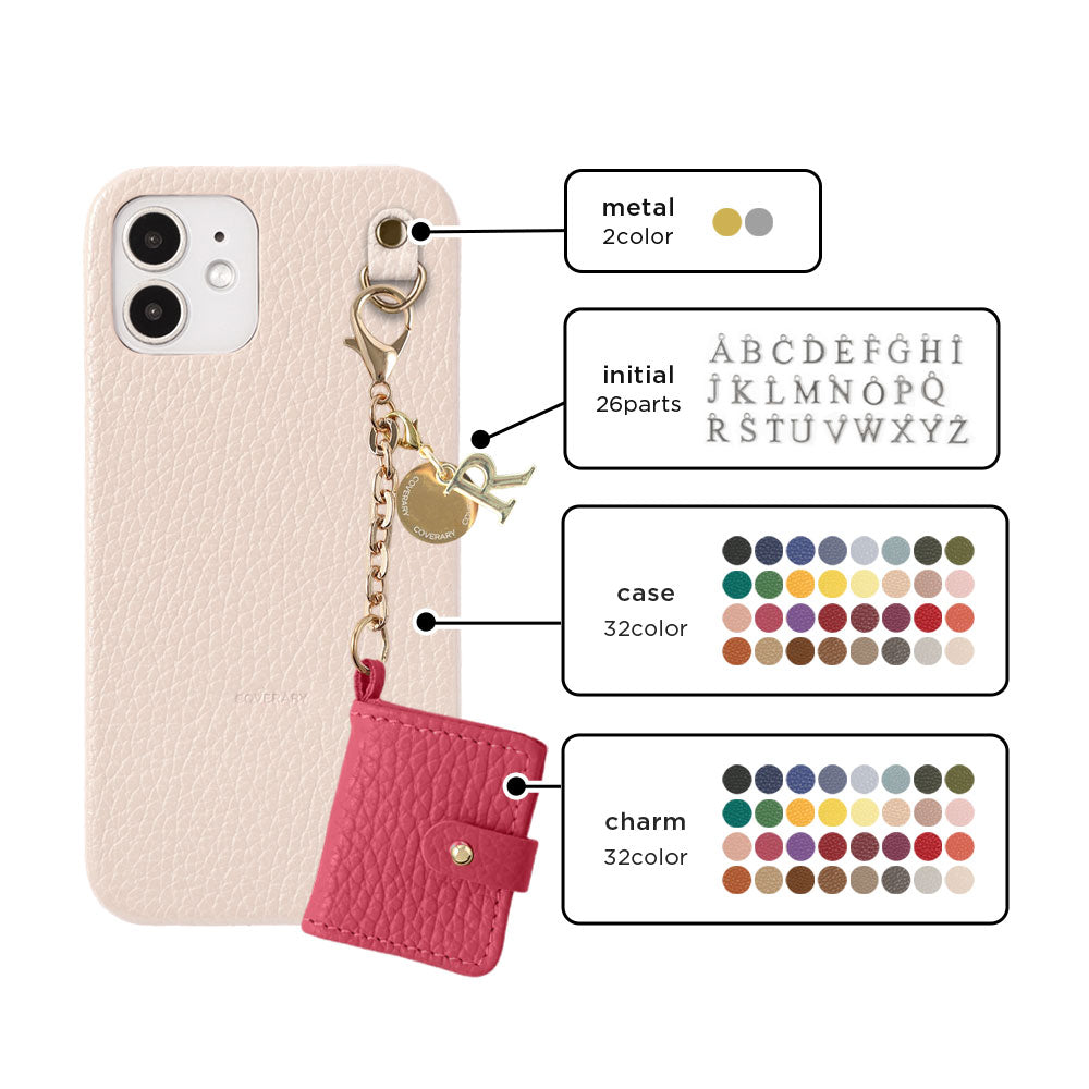Genuine Leather 32 Colors Italian Shrink Leather Initial Mini Notebook Charm Back Case Xperia Series