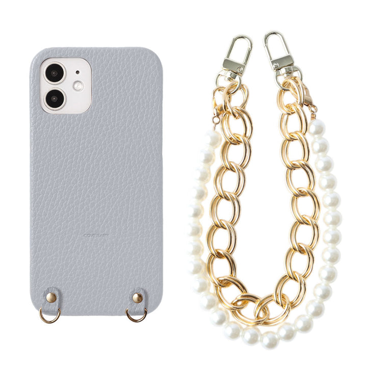 Genuine Leather 32 Colors Italian Shrink Leather with Pearl Chain Hand Strap Back Case for Google Pixel Series
