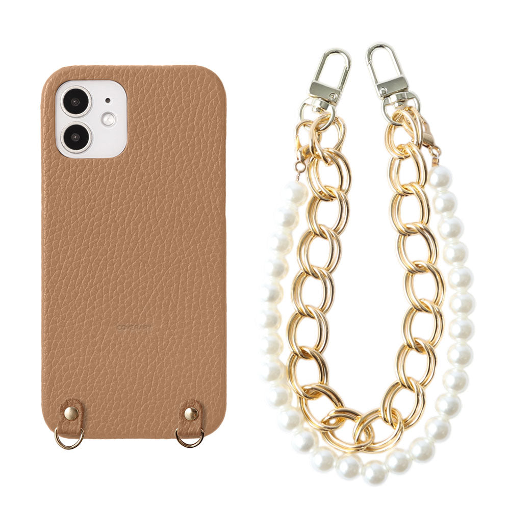 Genuine Leather 32 Colors Italian Shrink Leather with Pearl Chain Hand Strap Back Case for Xperia Series