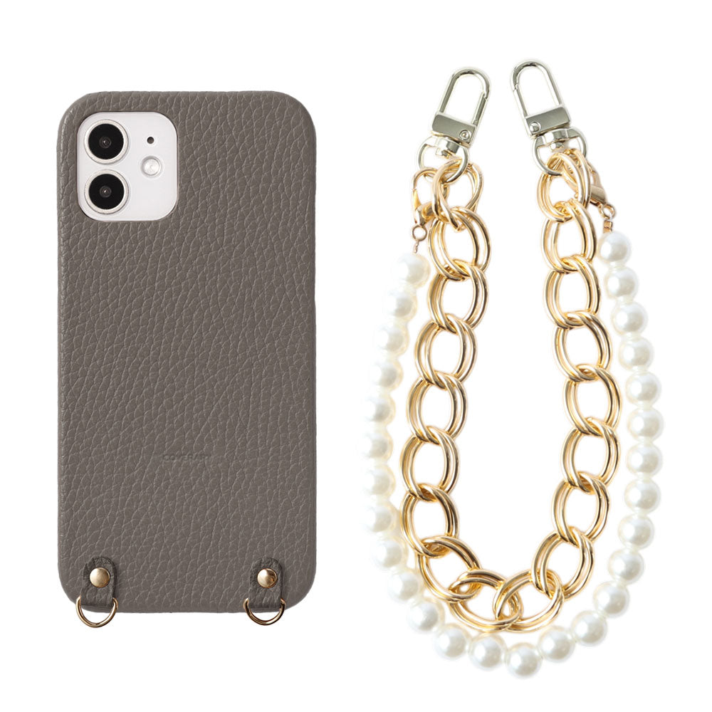 Genuine Leather 32 Colors Italian Shrink Leather with Pearl Chain Hand Strap Back Case for Galaxy Series