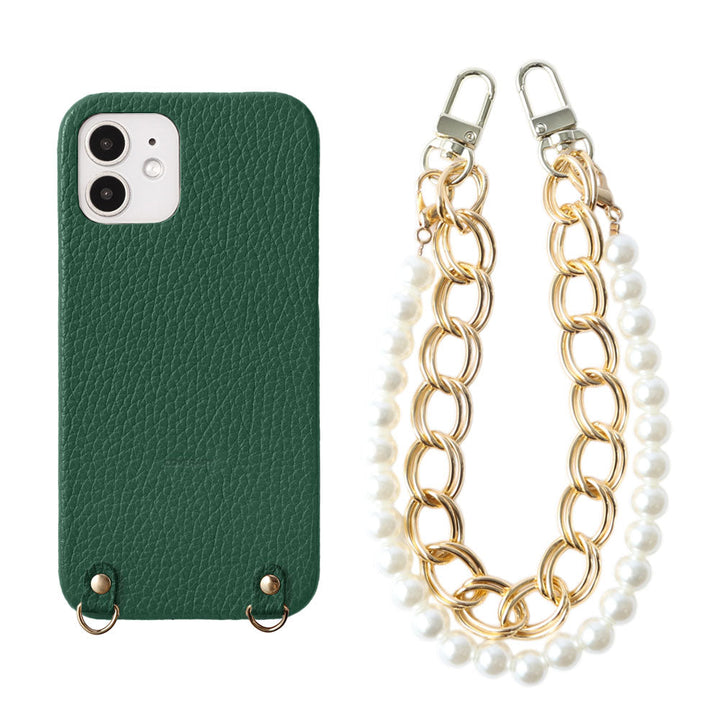 Genuine Leather 32 Colors Italian Shrink Leather with Pearl Chain Hand Strap Back Case for Xperia Series