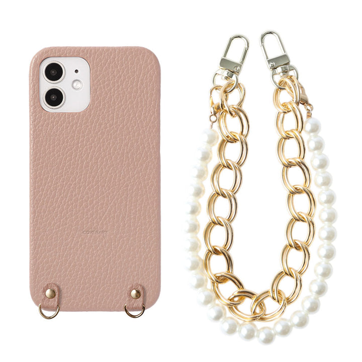 Genuine Leather 32 Colors Italian Shrink Leather with Pearl Chain Hand Strap Back Case for Xperia Series