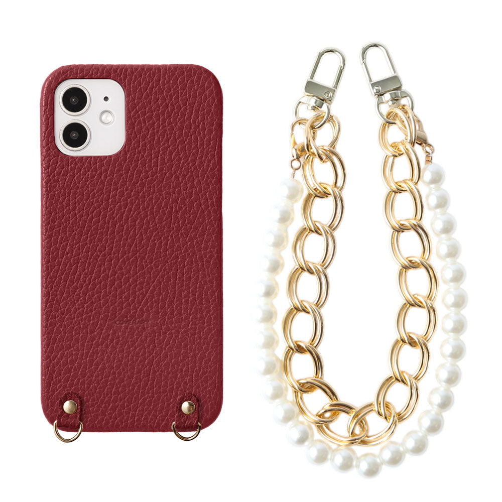 Genuine Leather 32 Colors Italian Shrink Leather with Pearl Chain Hand Strap Back Case for Google Pixel Series