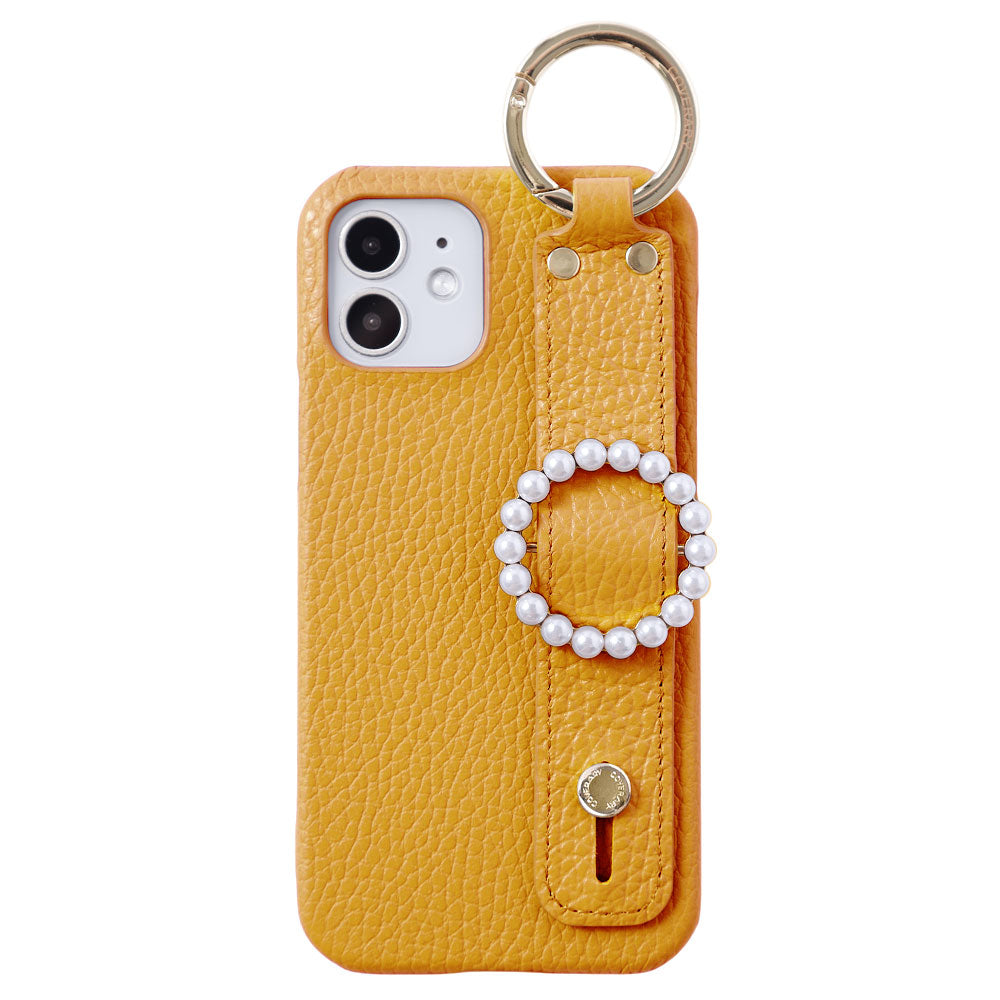 Genuine leather 32 colors Italian shrink leather pearl buckle with hand belt back case AQUOS series