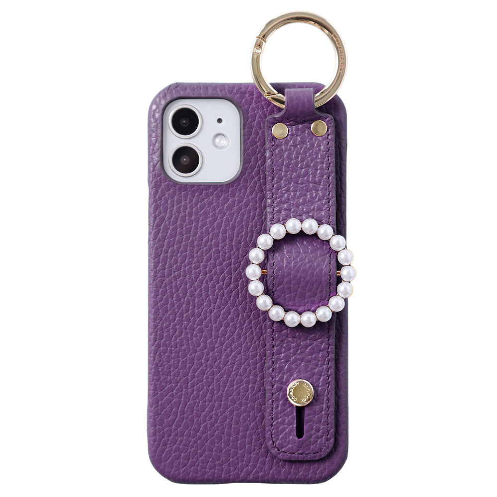 Genuine leather 32 colors Italian shrink leather pearl buckle with hand belt back case AQUOS series
