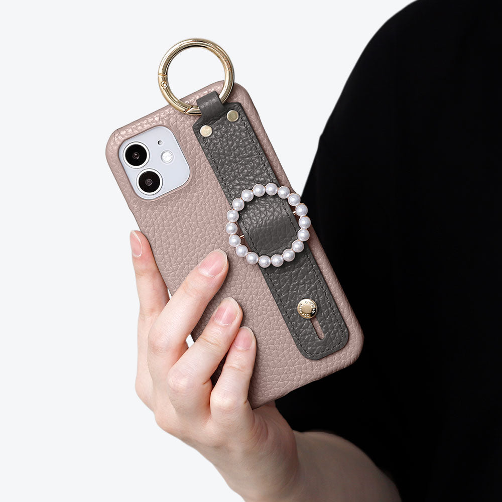 Genuine leather 32 colors Italian shrink leather pearl buckle with hand belt back case Google Pixel series