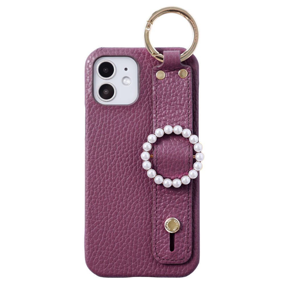 Genuine leather 32 colors Italian shrink leather pearl buckle with hand belt back case AQUOS series