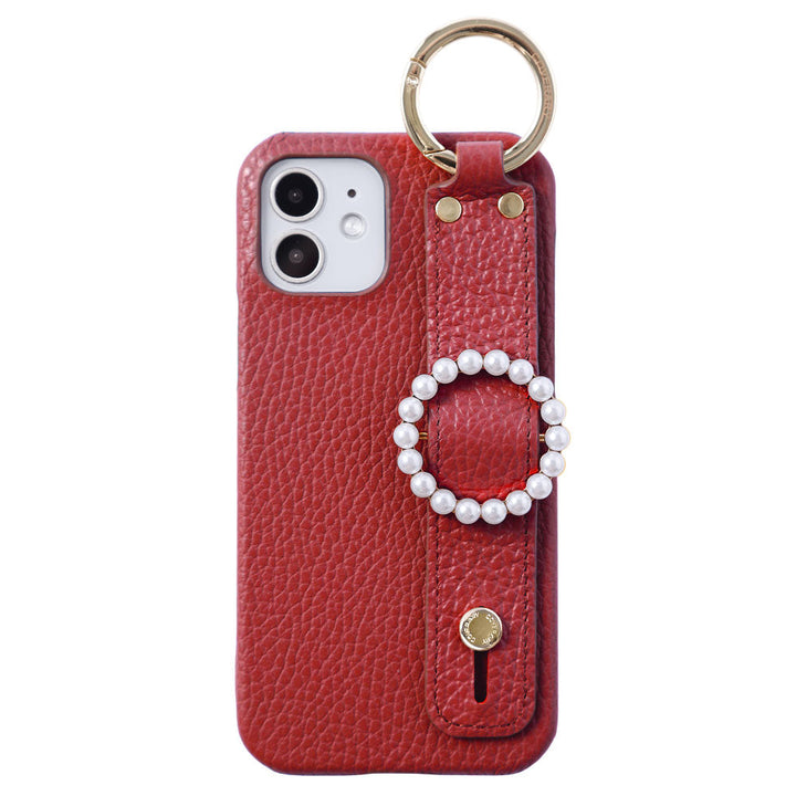 Genuine leather 32 colors Italian shrink leather pearl buckle with hand belt back case AQUOS series