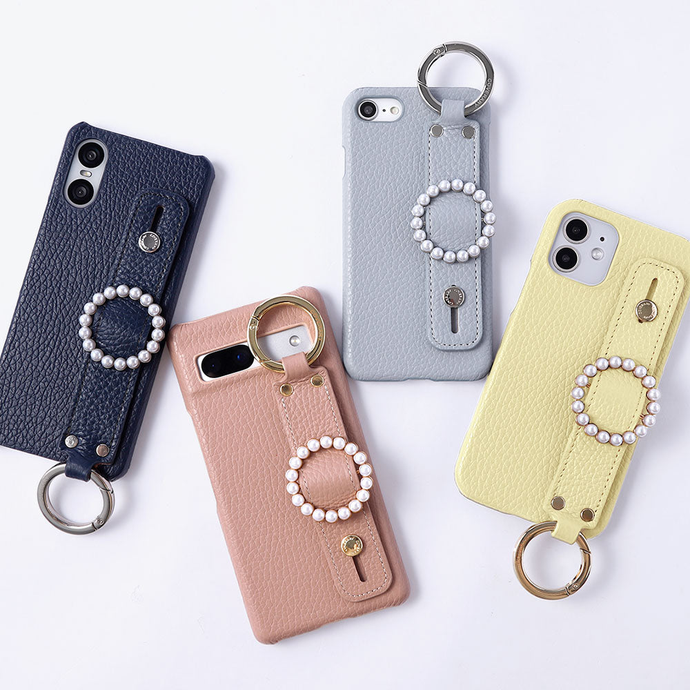 Genuine leather 32 colors Italian shrink leather pearl buckle with hand belt back case AQUOS series