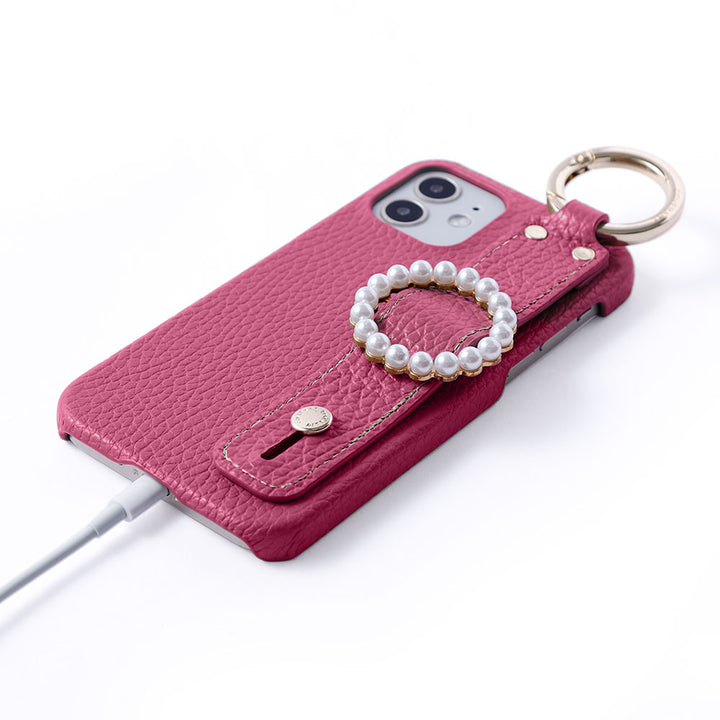 Genuine leather 32 colors Italian shrink leather pearl buckle with hand belt back case AQUOS series