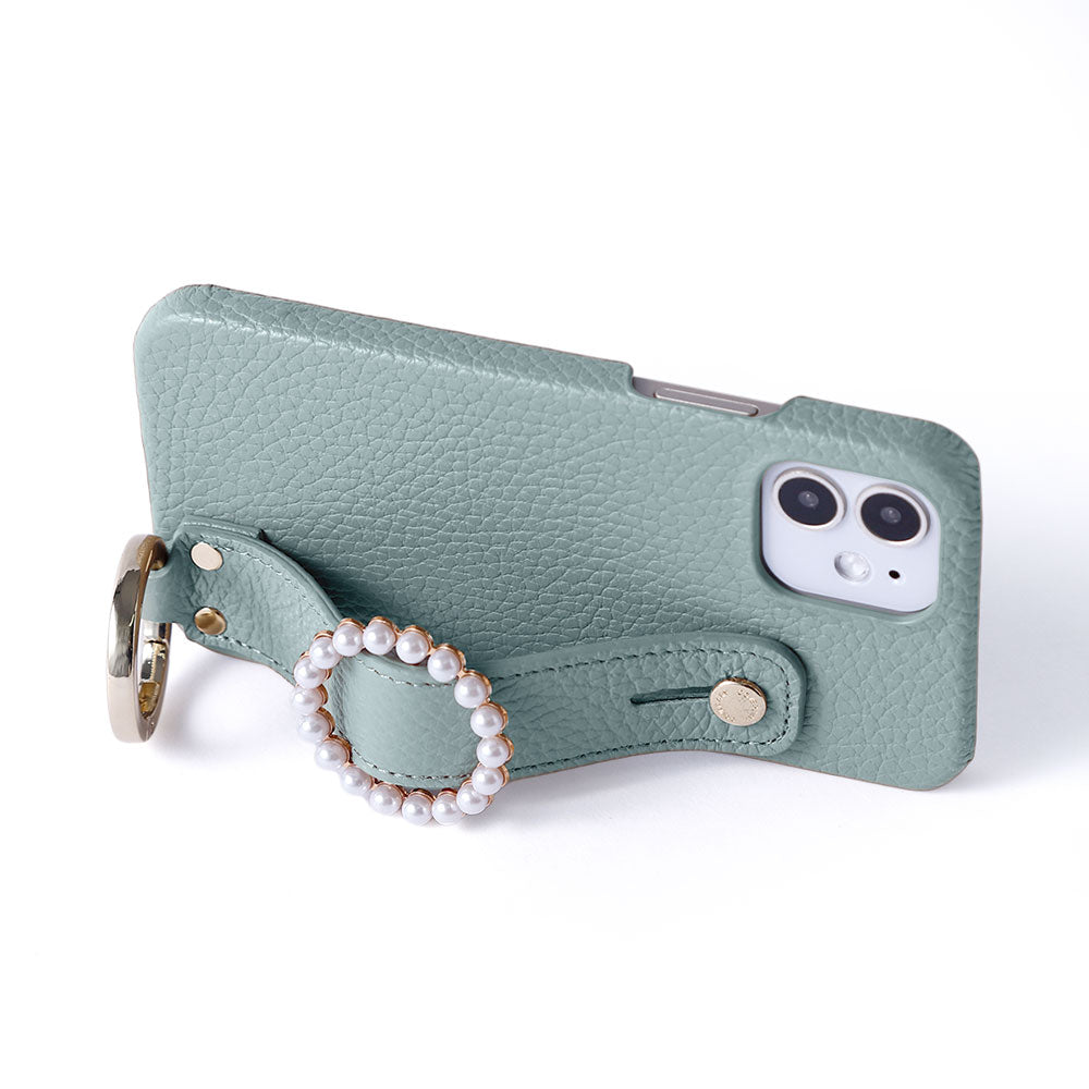 Genuine leather 32 colors Italian shrink leather pearl buckle with hand belt back case AQUOS series