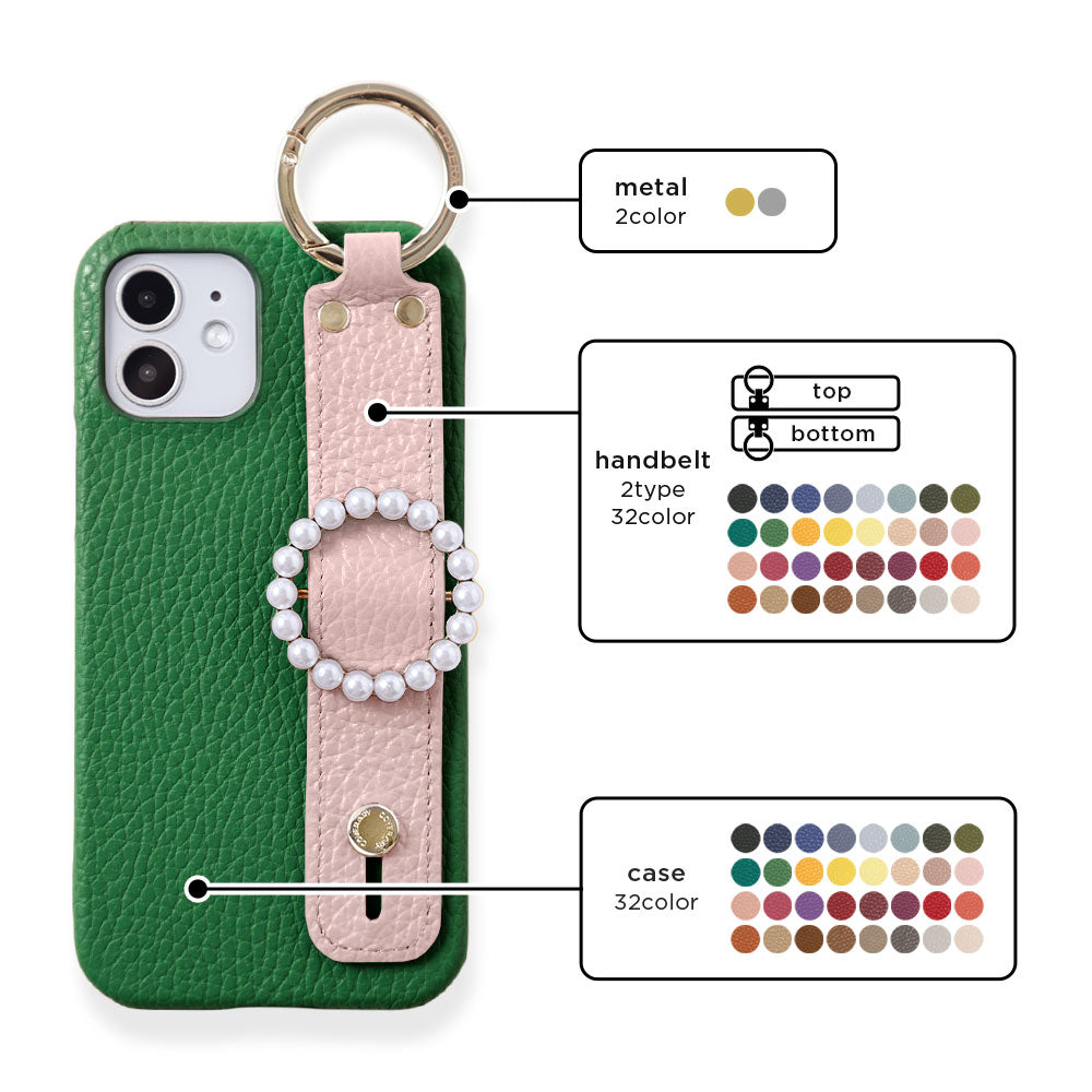 Genuine leather 32 colors Italian shrink leather pearl buckle with hand belt back case AQUOS series
