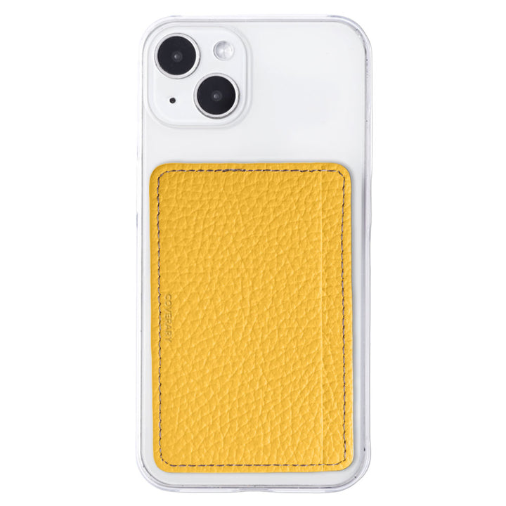 Étui transparent en cuir véritable 32 couleurs cuir italien grainé avec poche de rangement pour cartes et coque arrière