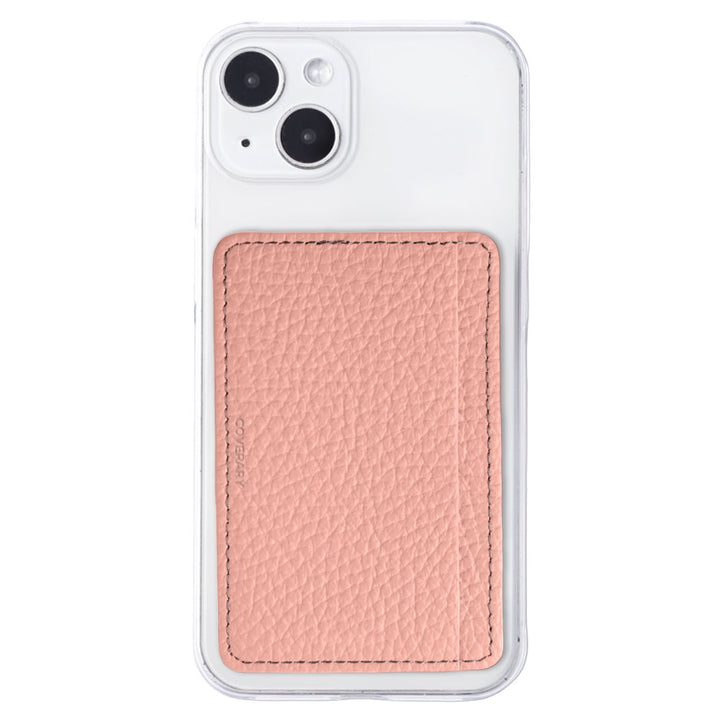 Étui transparent en cuir véritable 32 couleurs cuir italien grainé avec poche de rangement pour cartes et coque arrière