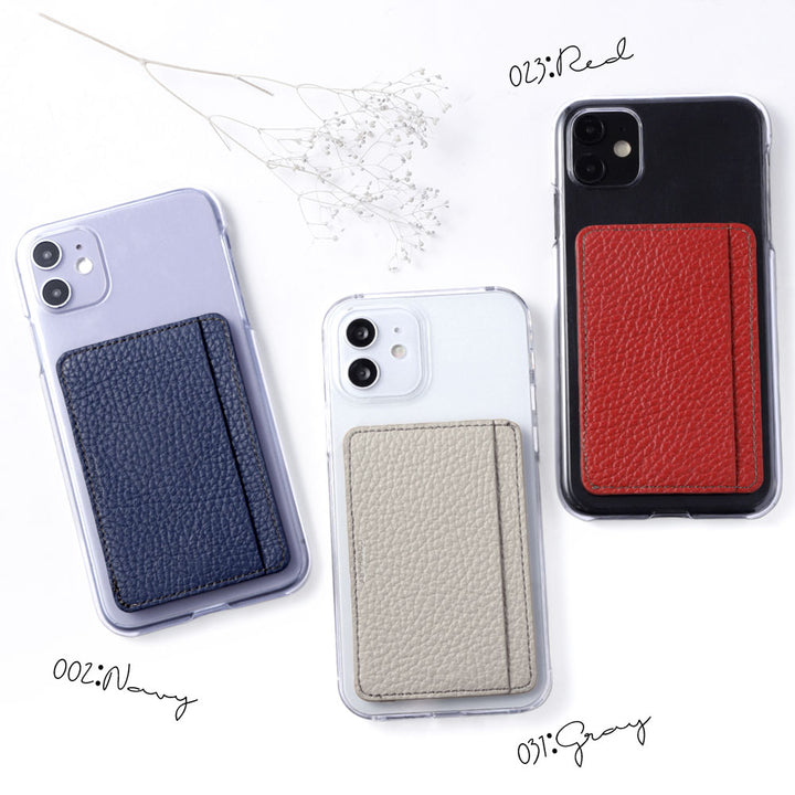 Étui transparent en cuir véritable 32 couleurs cuir italien grainé avec poche de rangement pour cartes et coque arrière