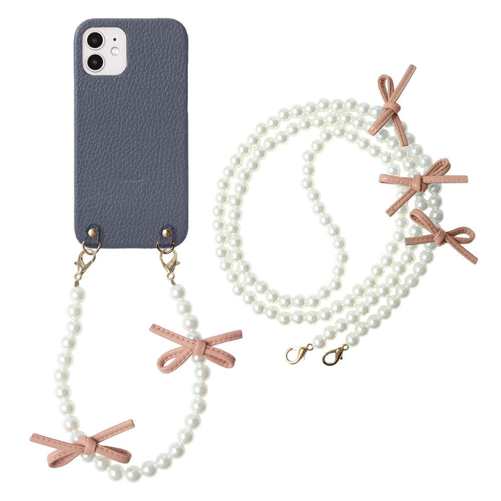Genuine Leather 32 Colors Italian Shrink Leather Leather Ribbon Pearl Short &amp; Shoulder Strap Back Case AQUOS Series