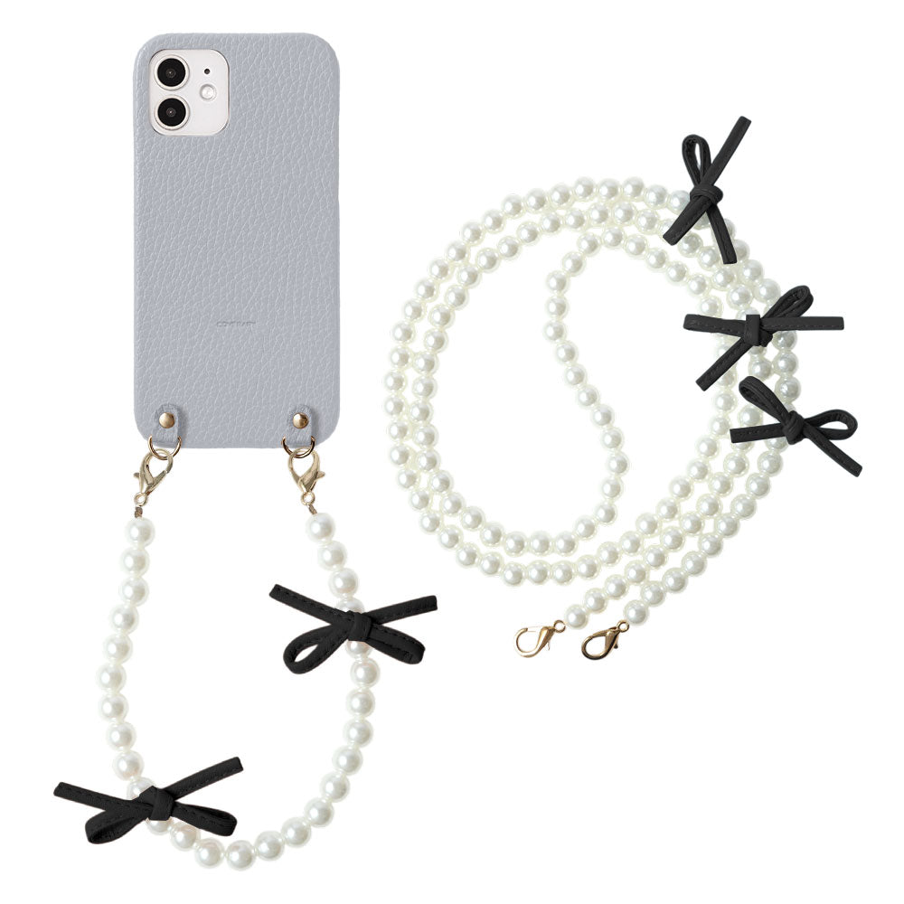 Genuine Leather 32 Colors Italian Shrink Leather Leather Ribbon Pearl Short &amp; Shoulder Strap Back Case AQUOS Series