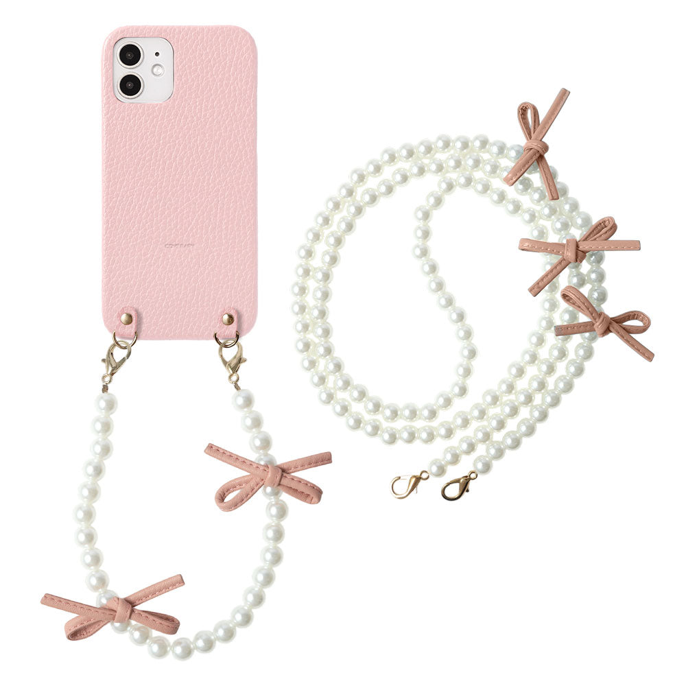 Genuine Leather 32 Colors Italian Shrink Leather Leather Ribbon Pearl Short &amp; Shoulder Strap Back Case AQUOS Series