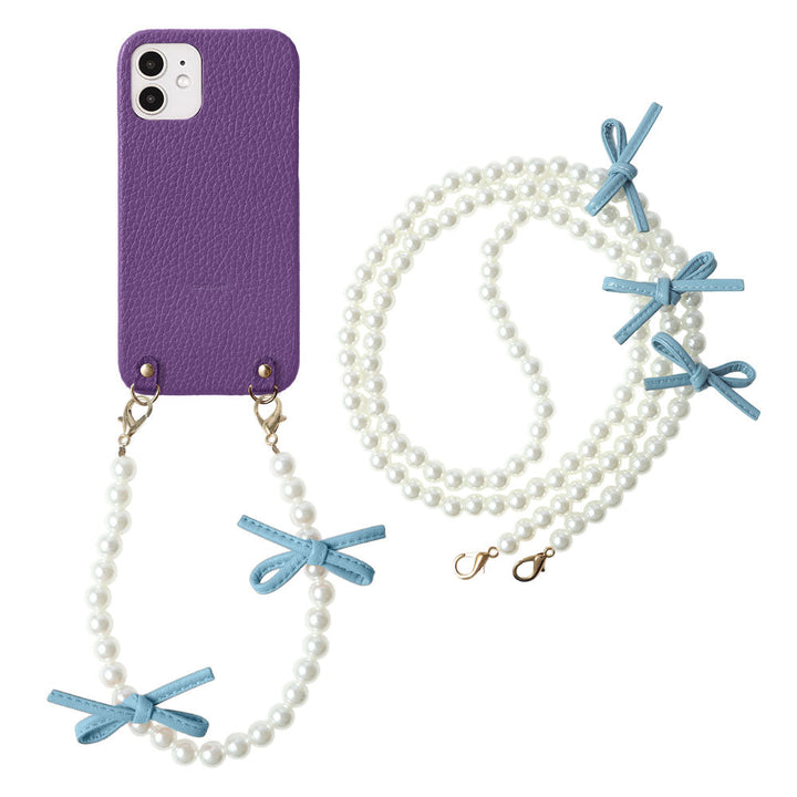 Genuine Leather 32 Colors Italian Shrink Leather Leather Ribbon Pearl Short &amp; Shoulder Strap Back Case AQUOS Series