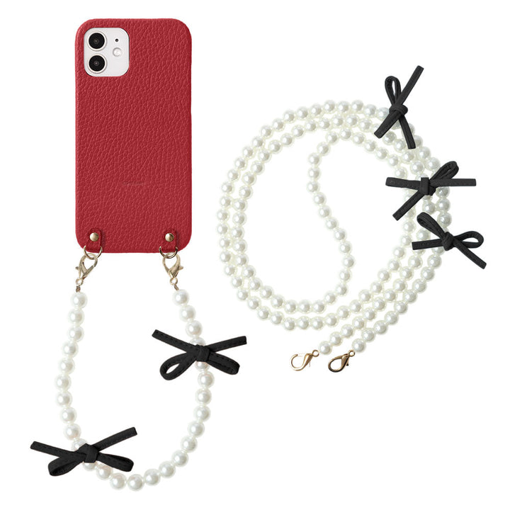 Genuine Leather 32 Colors Italian Shrink Leather Leather Ribbon Pearl Short &amp; Shoulder Strap Back Case AQUOS Series