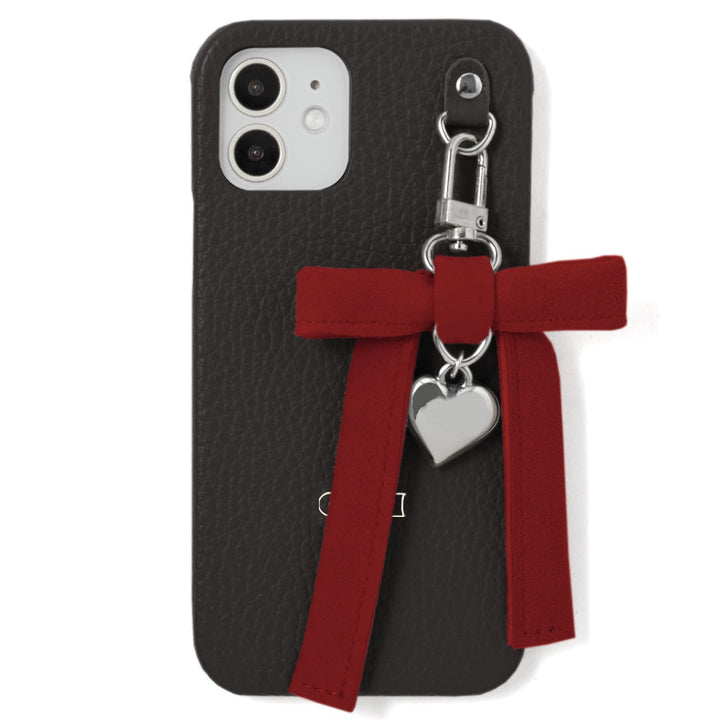 Genuine leather 32 colors Italian shrink leather heart ribbon charm back case Xperia series