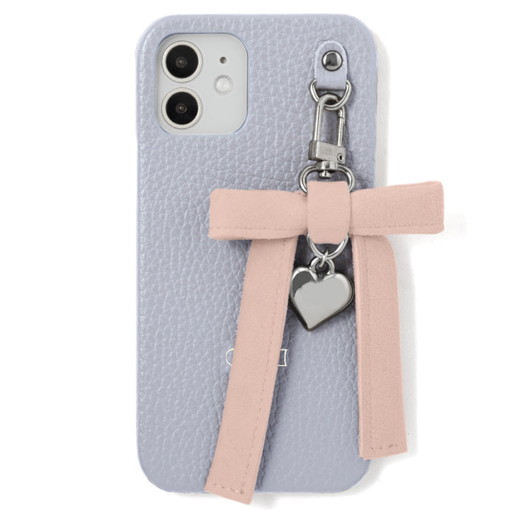 Genuine leather 32 colors Italian shrink leather heart ribbon charm back case Xperia series