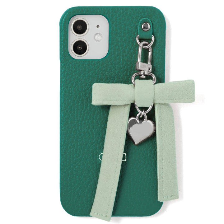 Genuine leather 32 colors Italian shrink leather heart ribbon charm back case Galaxy series