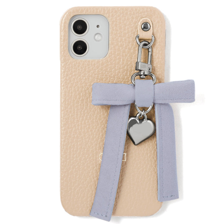 Genuine leather 32 colors Italian shrink leather heart ribbon charm back case Google Pixel series