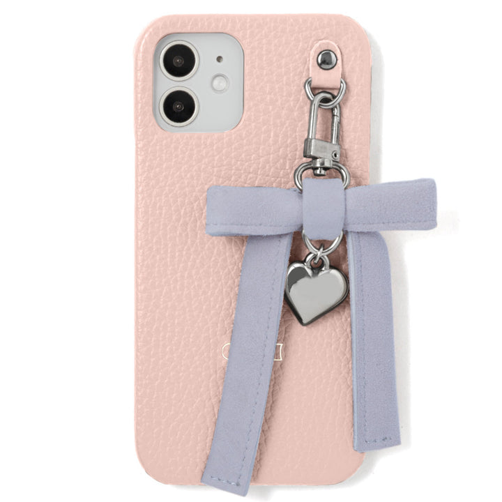 Genuine leather 32 colors Italian shrink leather heart ribbon charm back case Google Pixel series