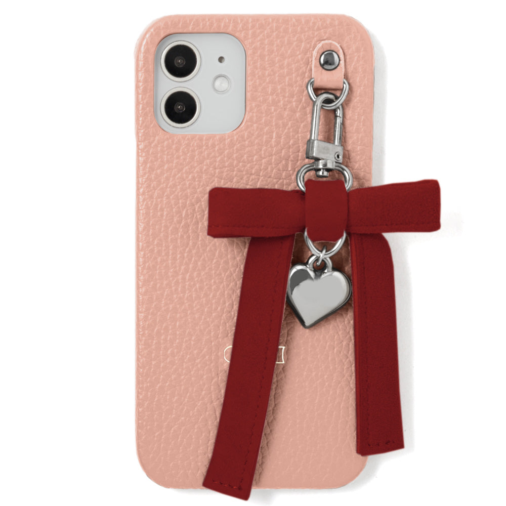 Genuine leather 32 colors Italian shrink leather heart ribbon charm back case Xperia series