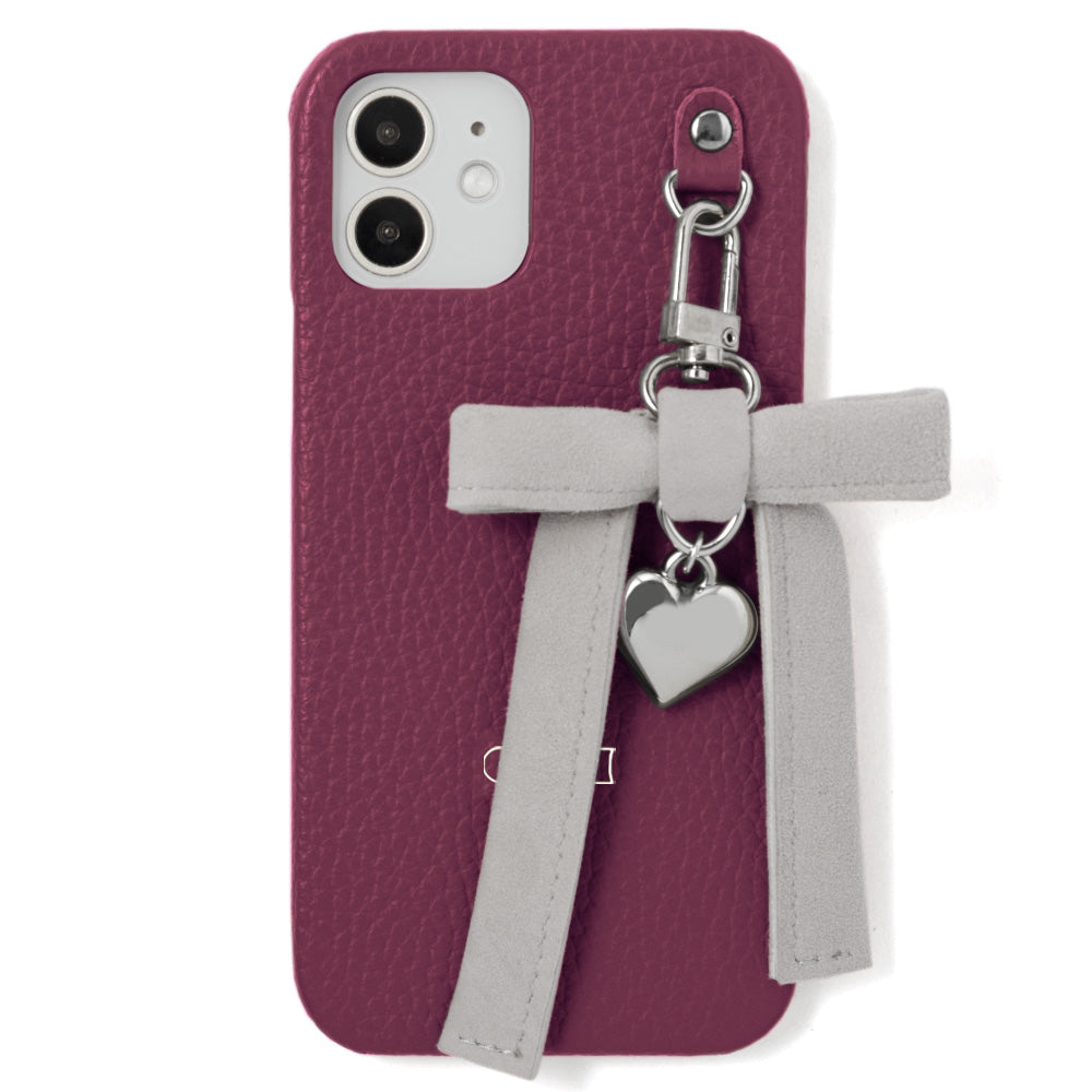Genuine leather 32 colors Italian shrink leather heart ribbon charm back case Google Pixel series