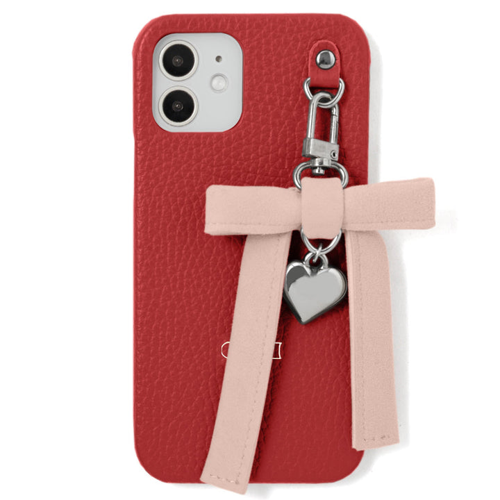 Genuine leather 32 colors Italian shrink leather heart ribbon charm back case Galaxy series