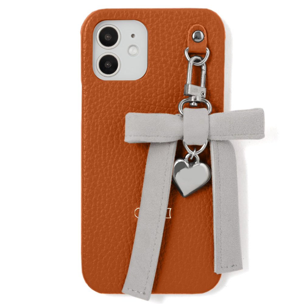 Genuine leather 32 colors Italian shrink leather heart ribbon charm back case Google Pixel series
