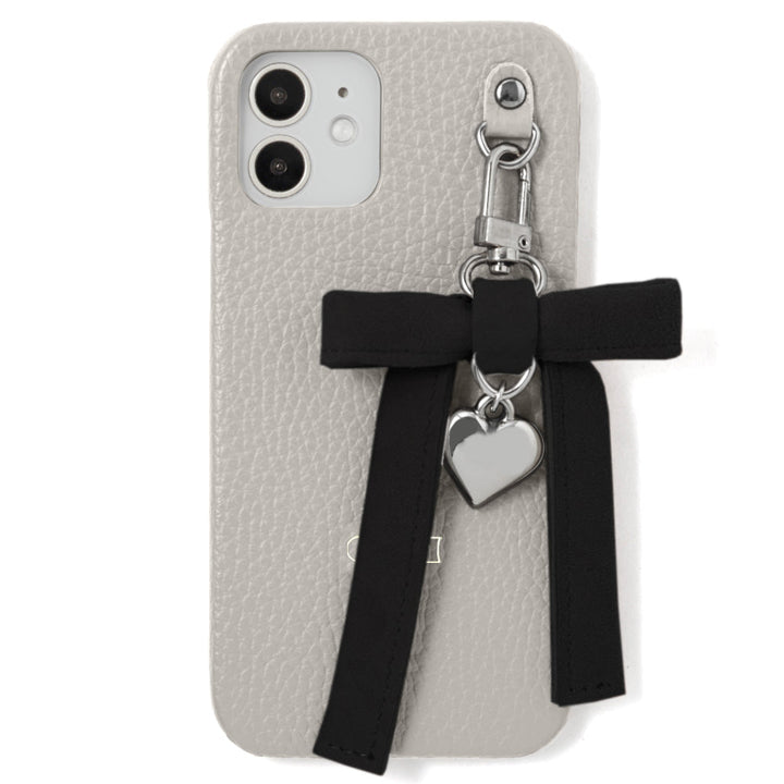 Genuine leather 32 colors Italian shrink leather heart ribbon charm back case iPhone series