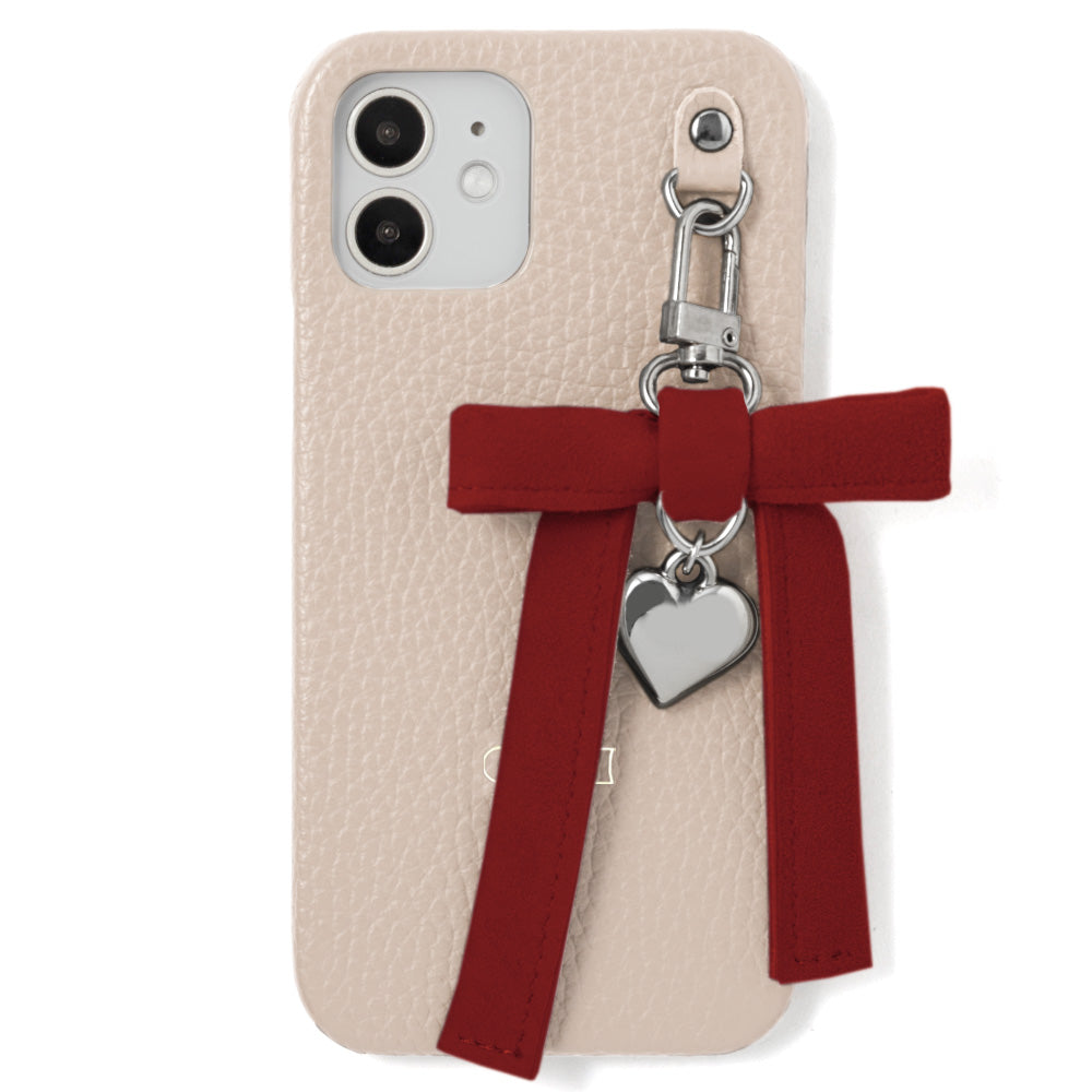 Genuine leather 32 colors Italian shrink leather heart ribbon charm back case AQUOS series