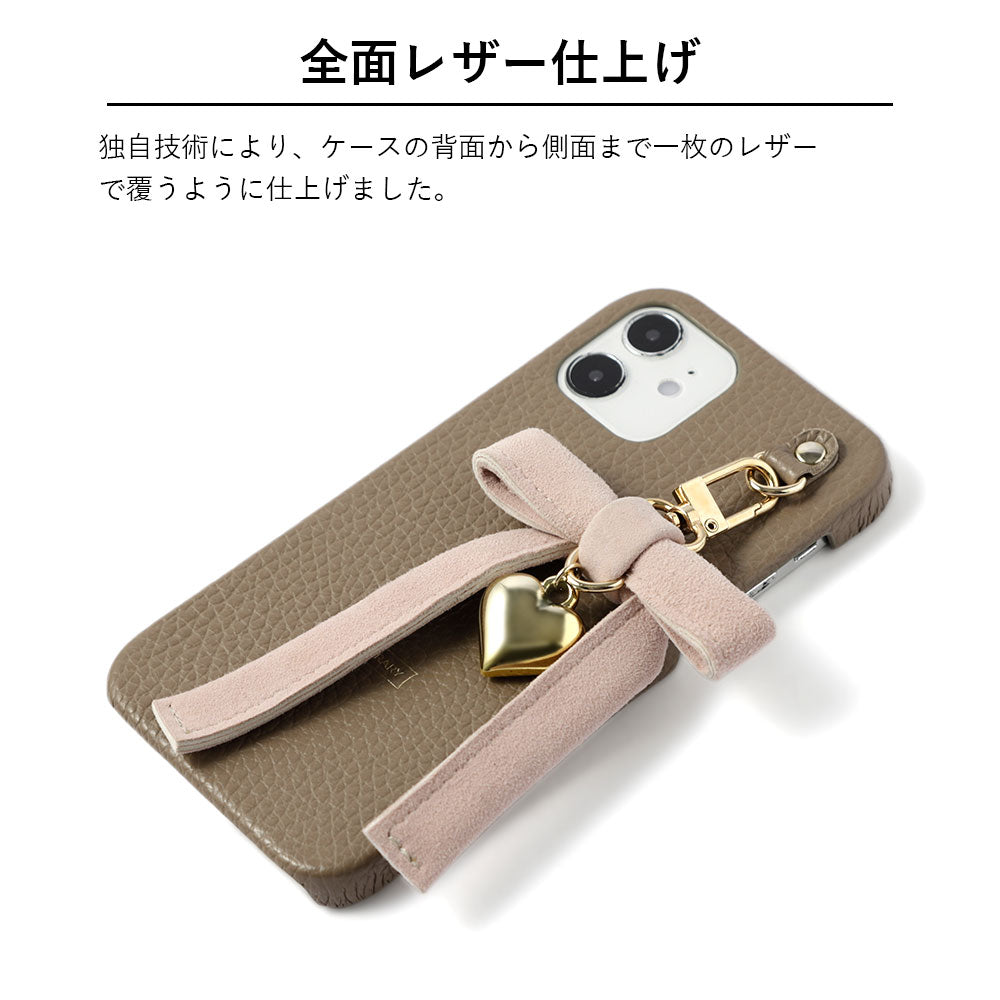 Genuine leather 32 colors Italian shrink leather heart ribbon charm back case Galaxy series